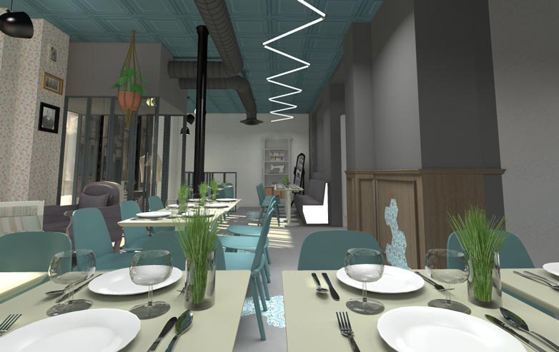 Vue 3D réalisé dans le cadre de l'étude d'un projet d'architecture commerciale en région Auvergne-Rhône-Alpes