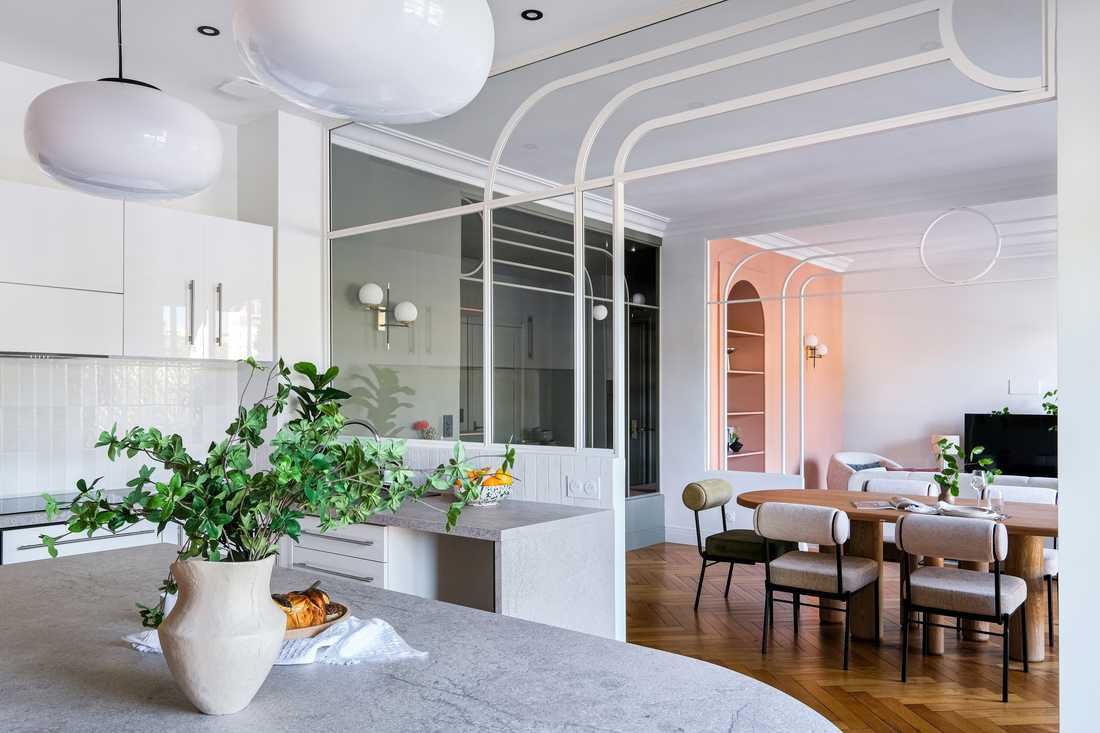 Cuisine ouverte sur le salon