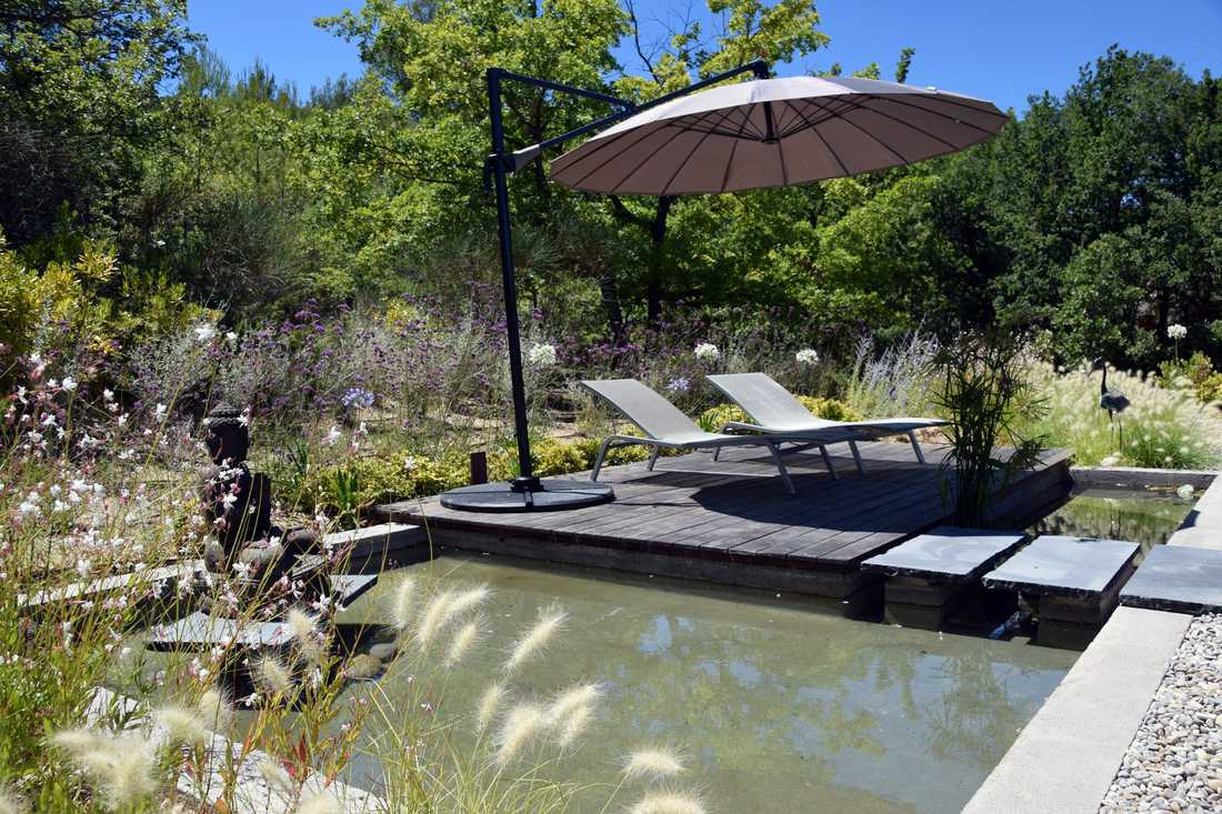 Bassin zen conçu par un jardinier-paysagiste dans le Rhône