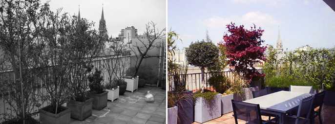 Aménagement paysager d'une terrasse avec vue à Lyon