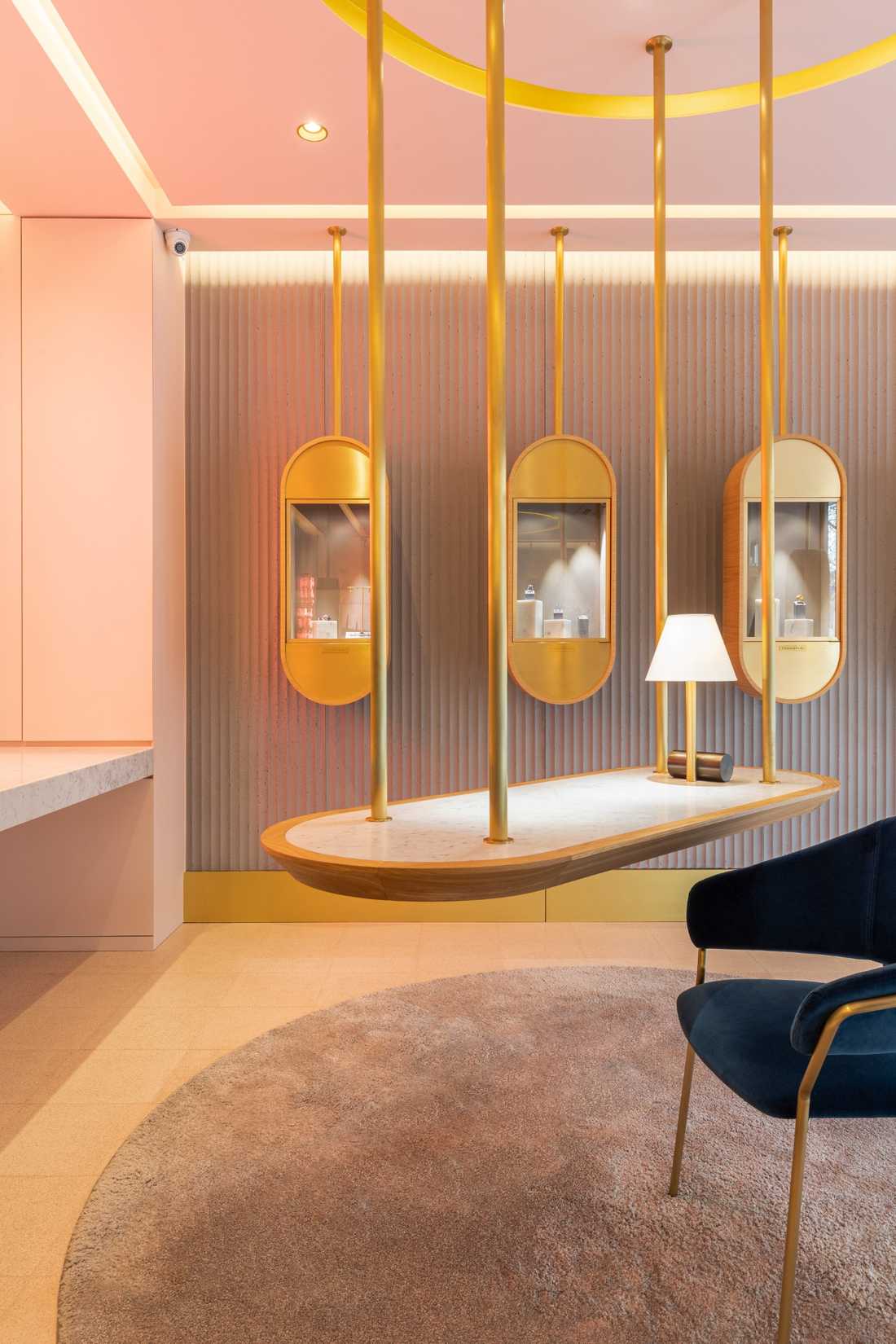 Interior design of a high-end jewelry store