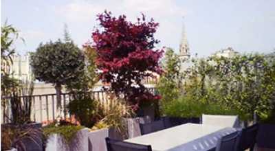 Aménagement paysager d'une terrasse avec vue à Lyon