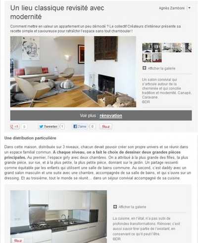 Parution presse sur la rénovationv d'un appartement par un architecte d'intérieur