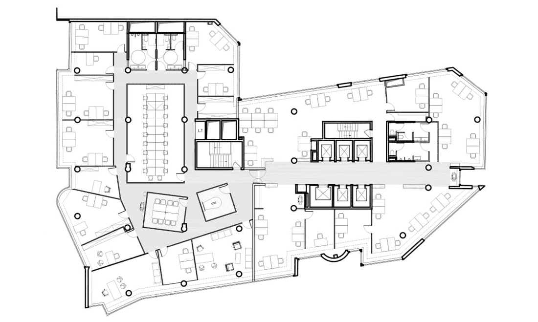 Aménagement de 2 plateaux de bureaux - Plan de l'architecte
