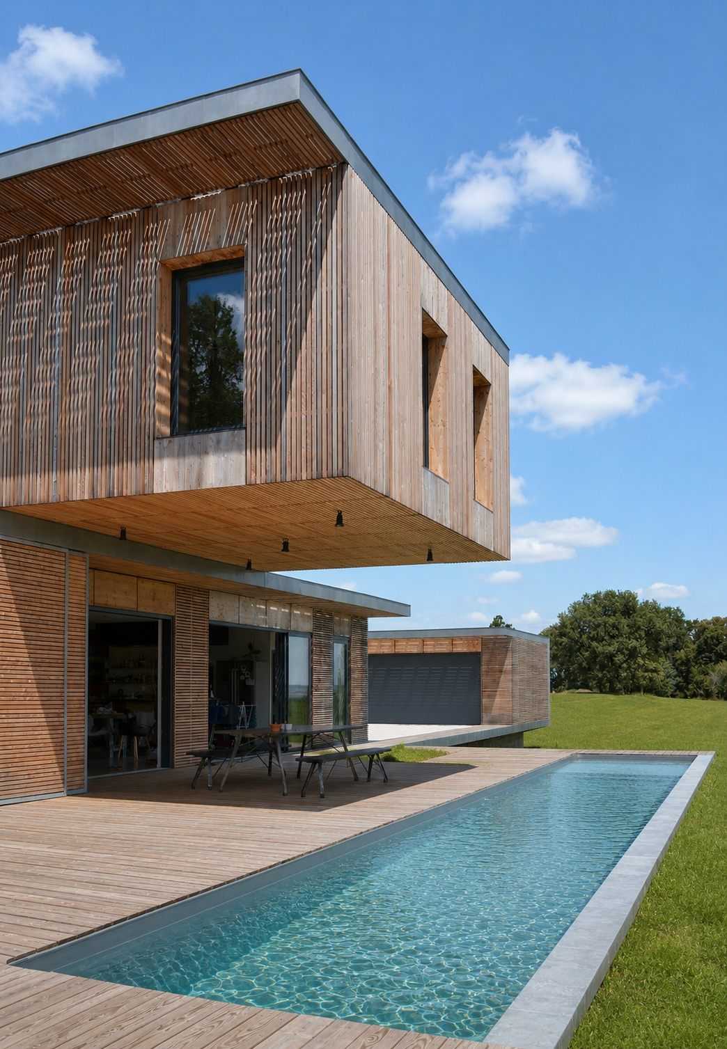 Maison contemporaine bois et béton réalisée par un architecte en Auvergne-Rhône-Alpes