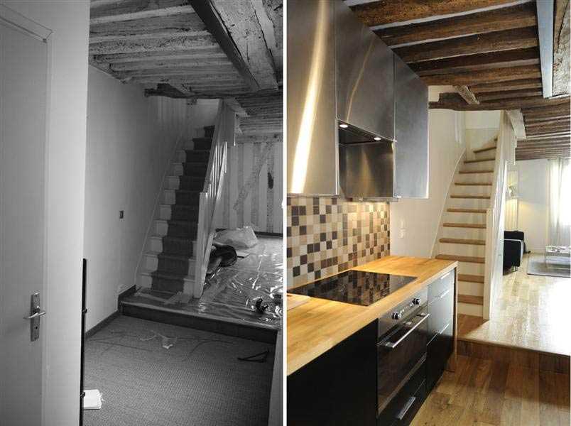 Aménagement d'une cuisine ouverte dans un duplex dans le Rhône