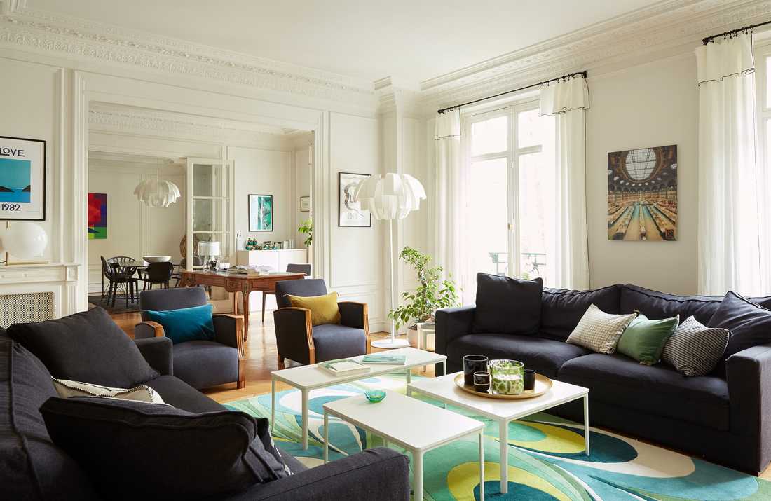 Rénovation du salon d'un appartement haussmannien à Lyon