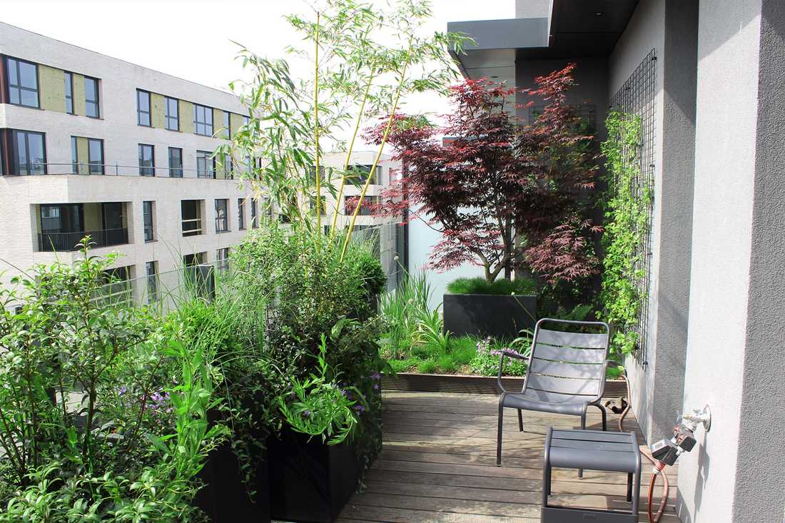 Landscaping of a penthouse terrace in Lyon