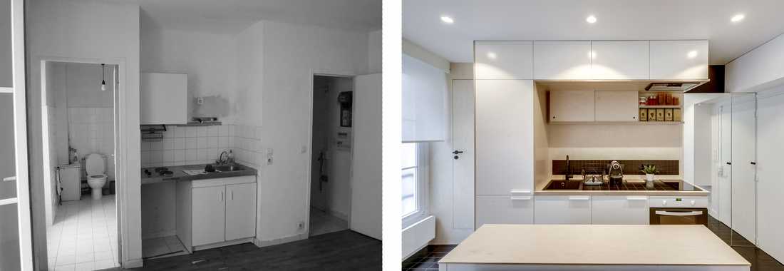 Rénovation d'un appartement 2 pièces vetuste par un architecte d'interieur à Lyon