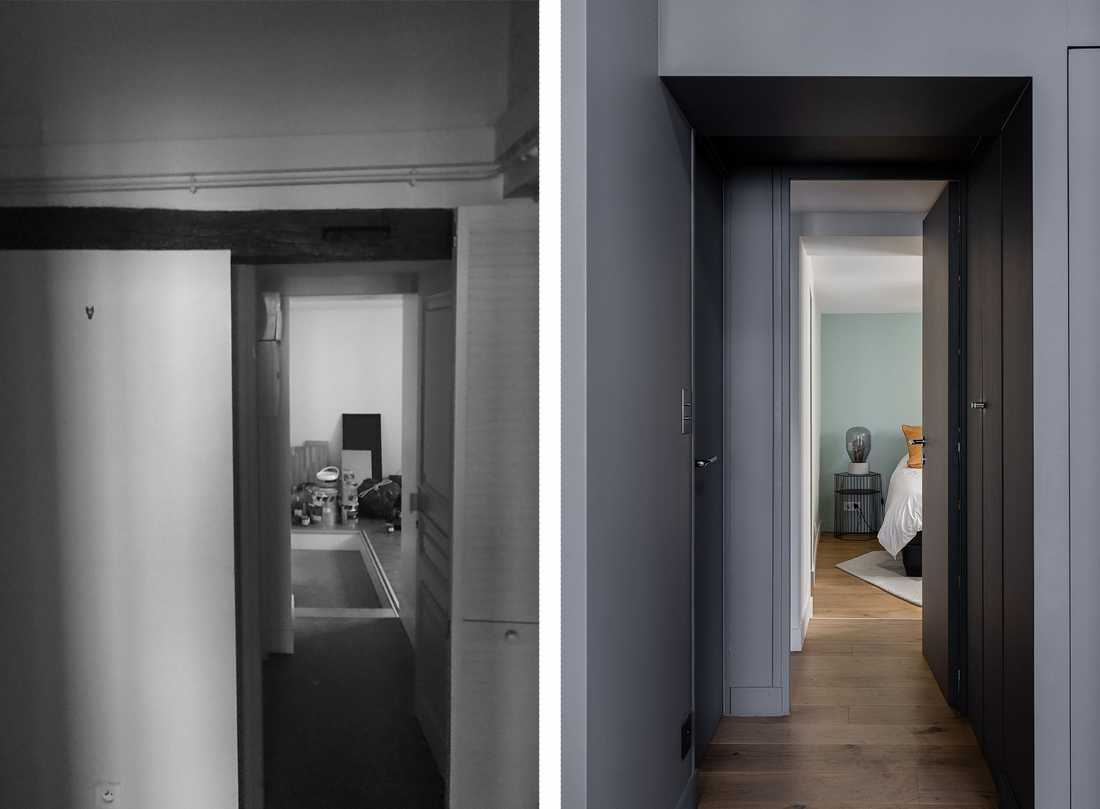 Avant-Après : rénovation de l'entrée de l'appartement à Lyon